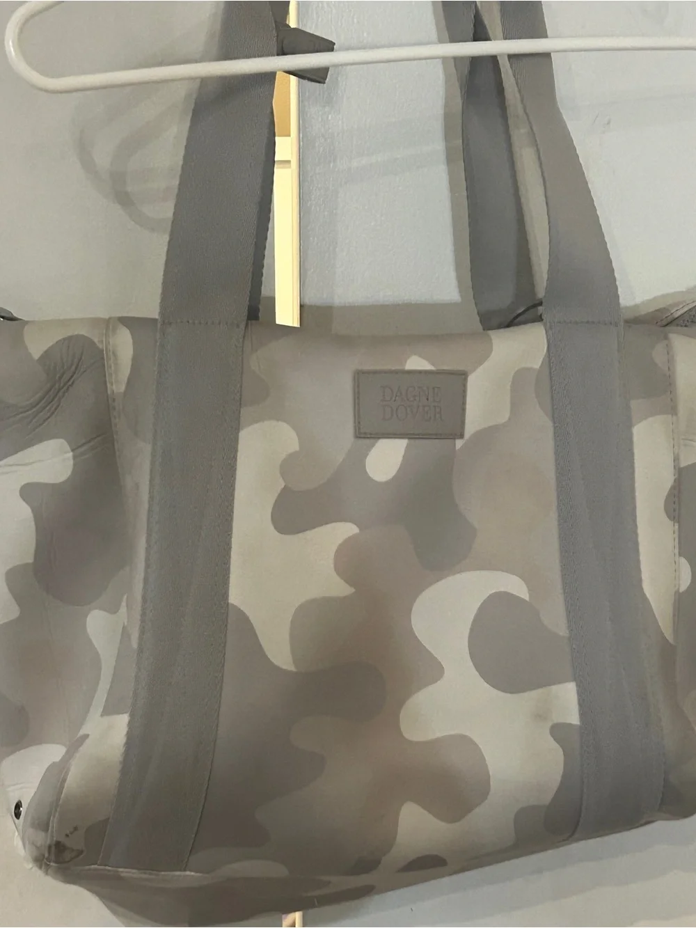 Dagne Dover Camouflage Neoprene Tote in Taupe & Gray